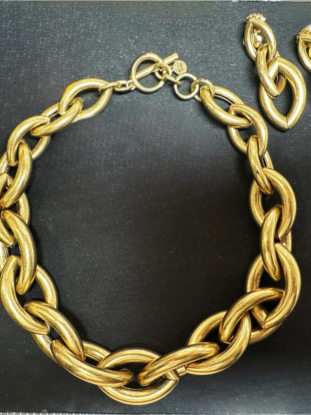 Jenny Bird Brushed Gold Chunky Chain Necklace with Matching Earrings